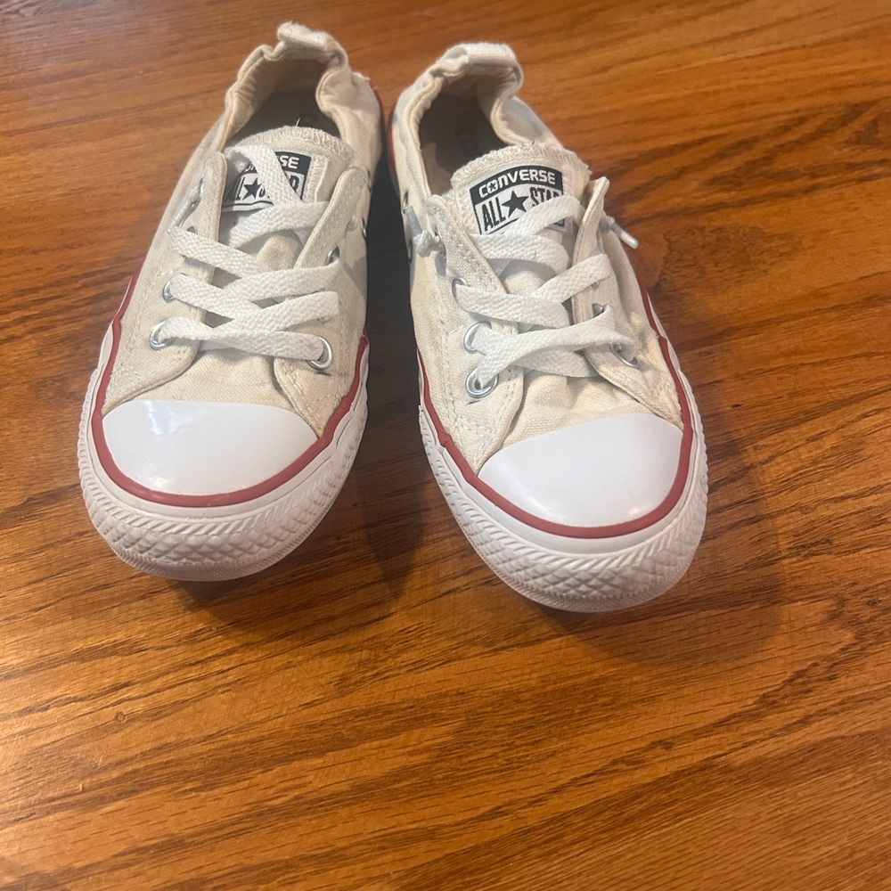Converse All Star Cream Sneakers with Red Trim